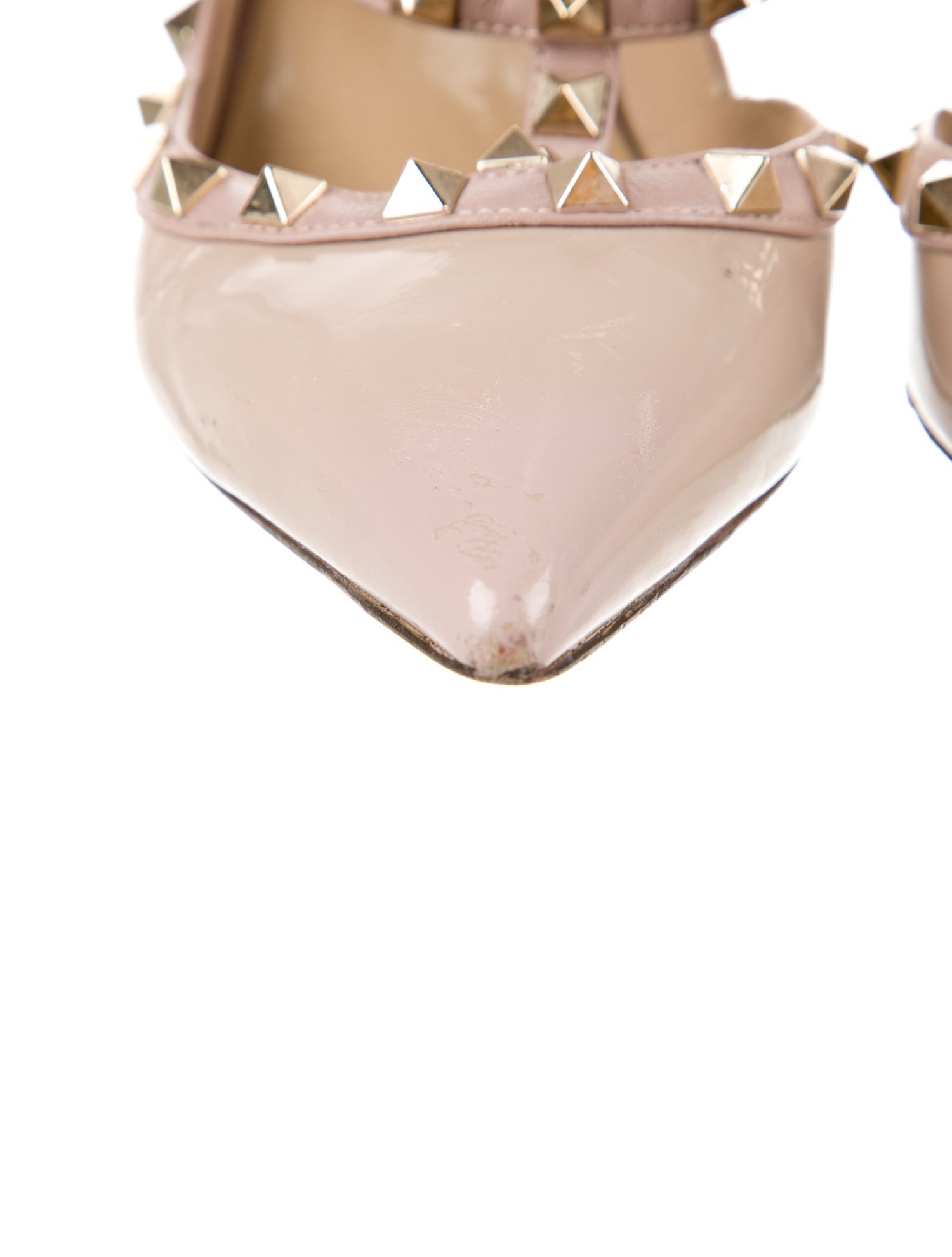 Valentino Rockstud Accents Patent Leather T-Strap Pumps