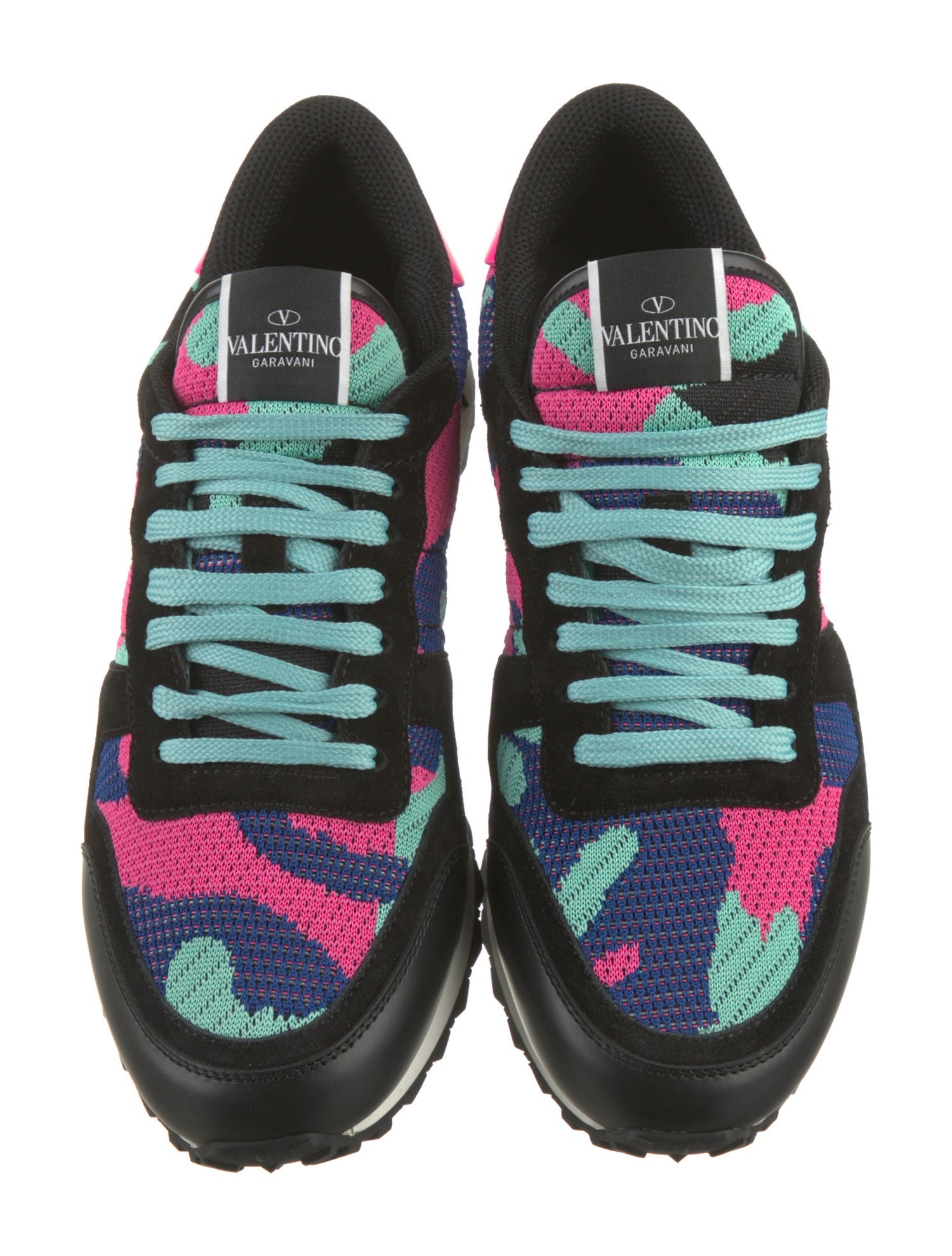 Valentino Rockstud Accents Suede Athletic Sneakers