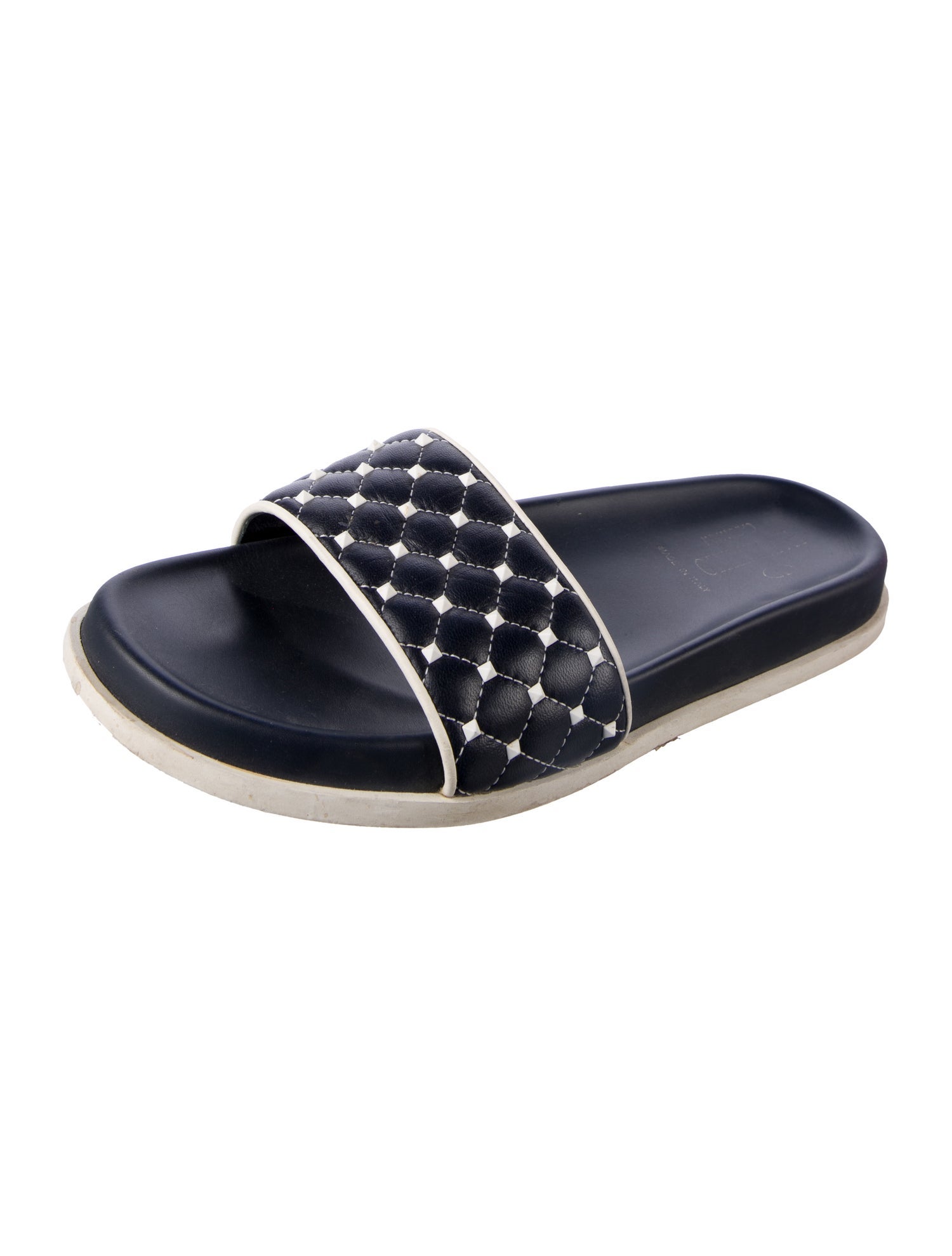 Valentino Quilted Pattern Leather Slides