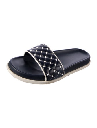 Valentino Quilted Pattern Leather Slides