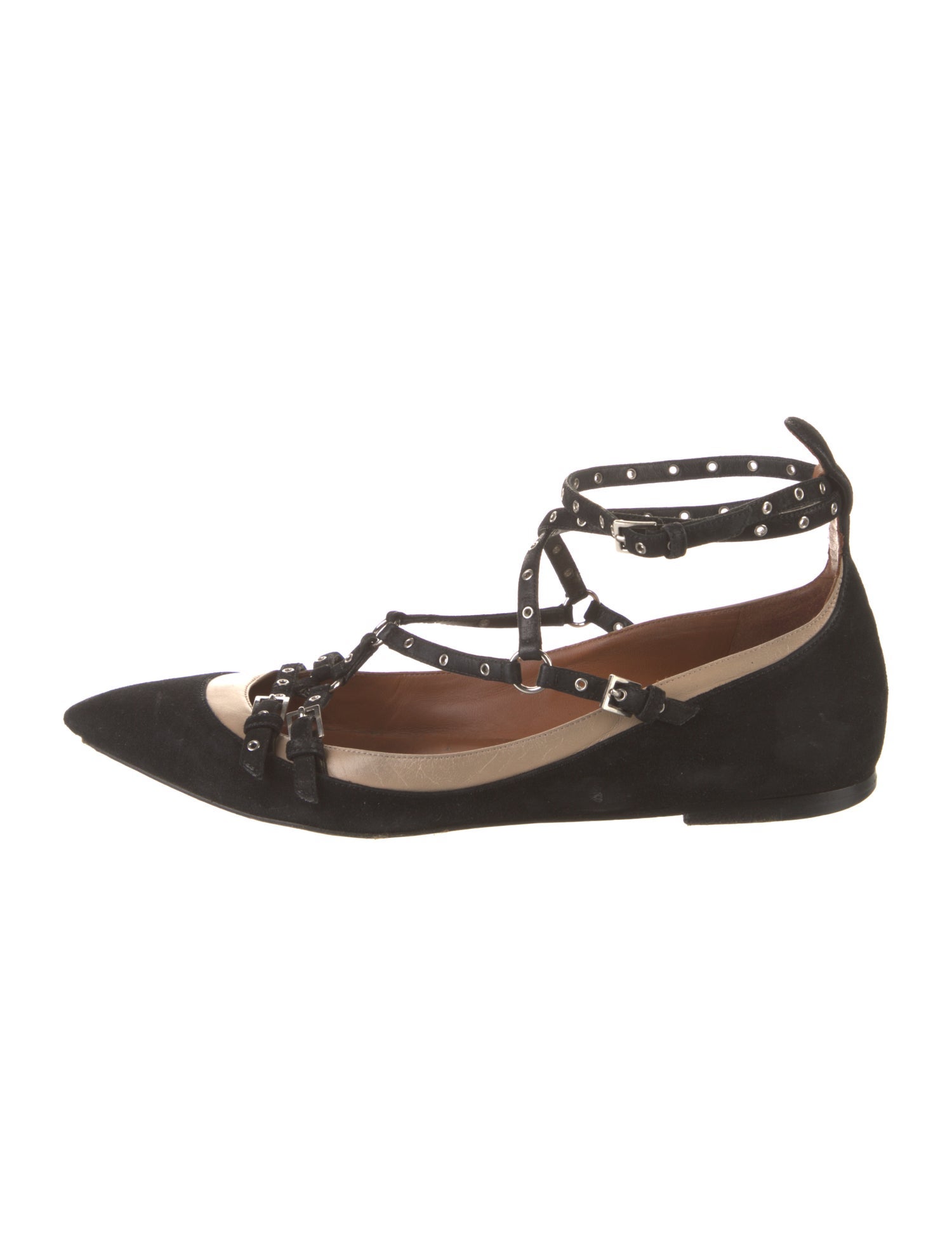 Valentino Suede Colorblock Pattern Flats - Black Flats, Shoes ...