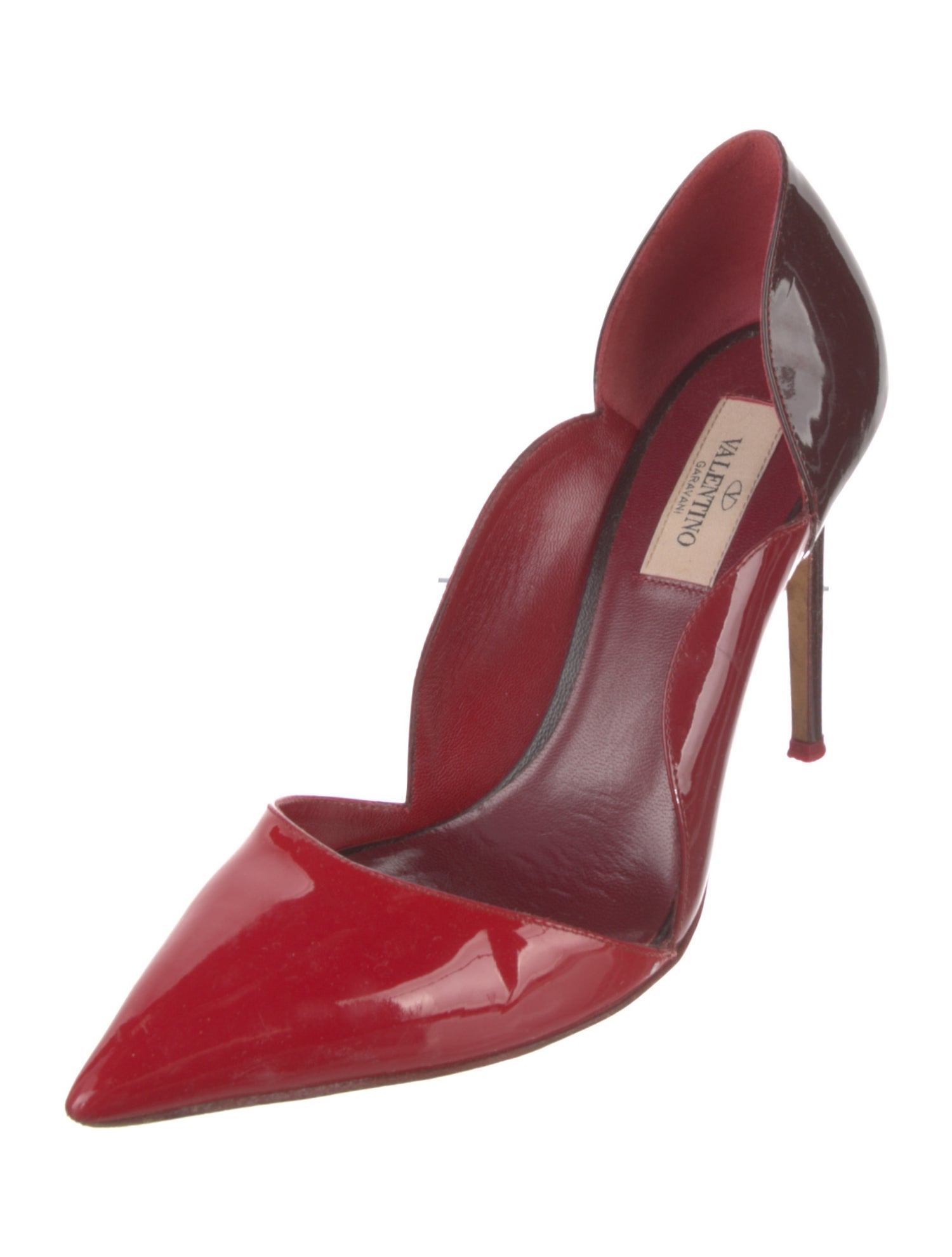 Valentino Patent Leather Scalloped Accent D'Orsay Pumps
