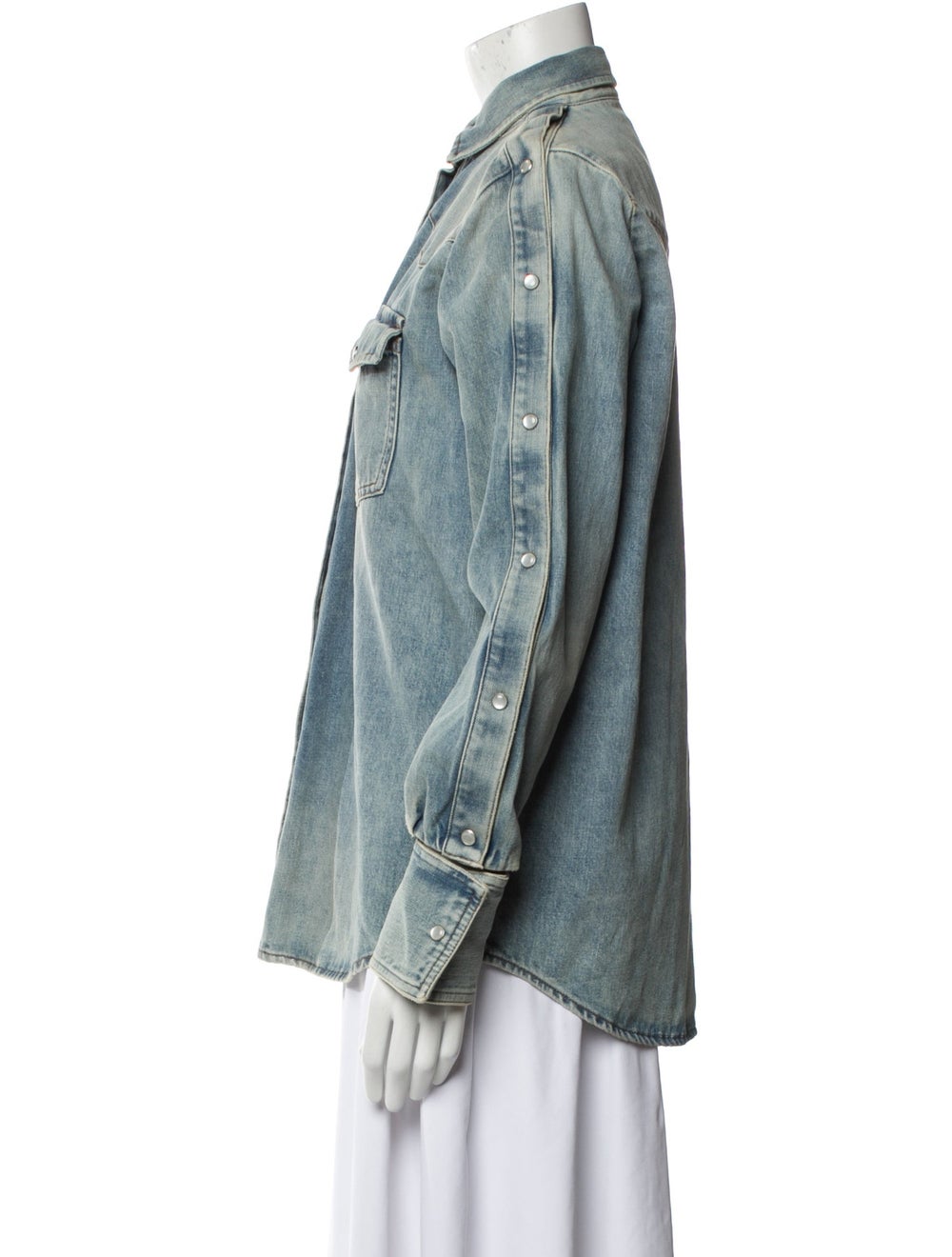 Valentino Denim Jacket Blue Rockstud Accents Pointed Collar