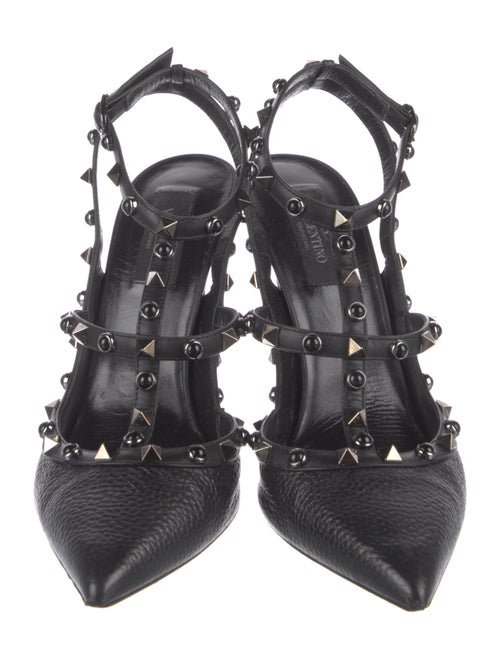 Valentino Rockstud Accents Leather T-Strap Pumps