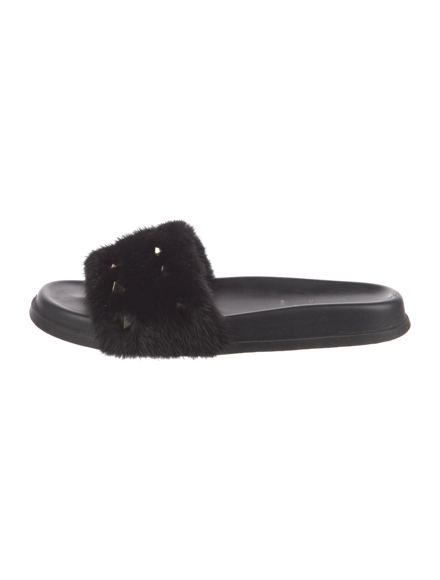Valentino Rockstud Accents Fur Slides