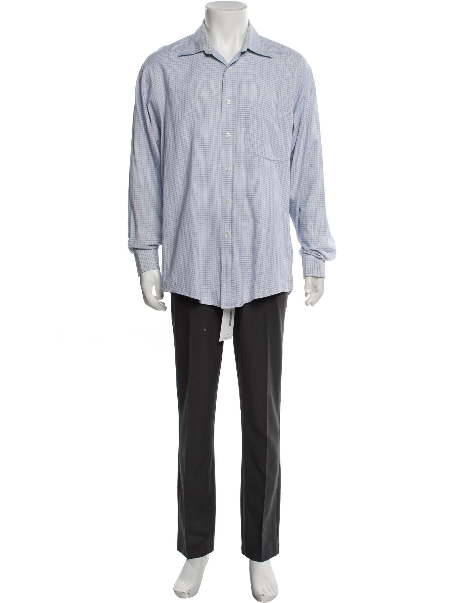 Valentino Plaid Print Long Sleeve Dress Shirt