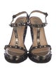 Valentino Leather Studded Accents T-Strap Sandals