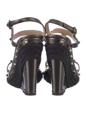 Valentino Leather Studded Accents T-Strap Sandals