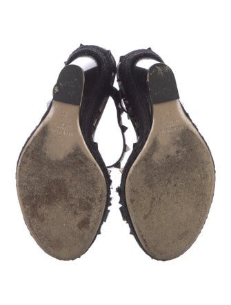 Valentino Leather Studded Accents T-Strap Sandals