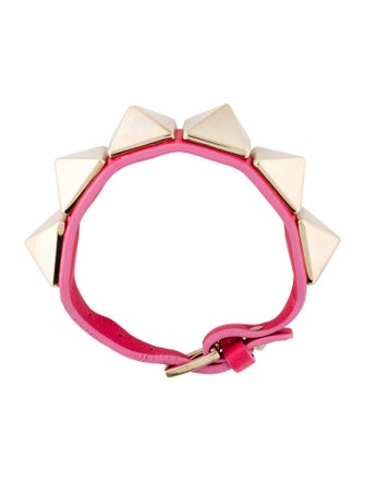 Valentino Leather Large Rockstud Wrap Bracelet