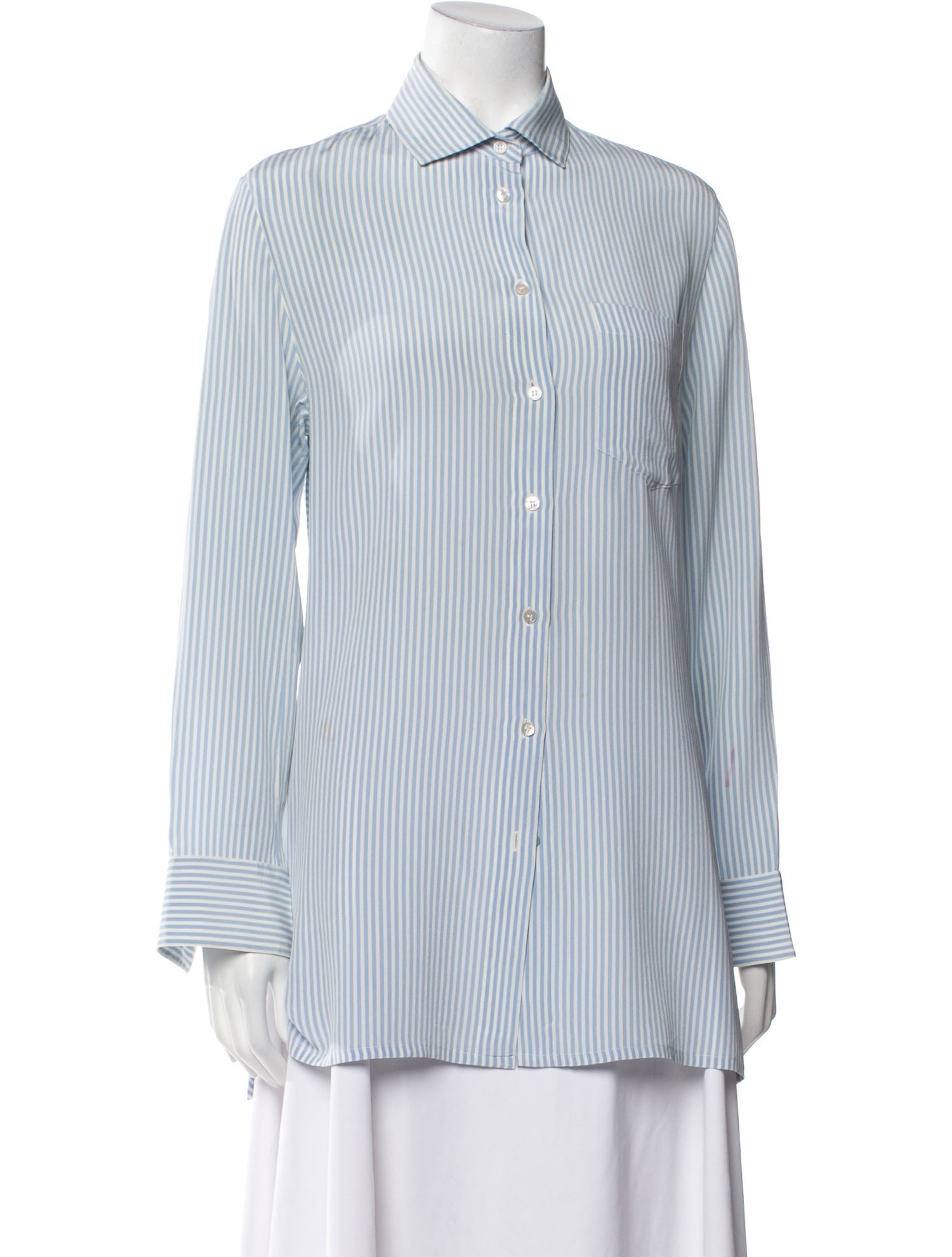 Valentino Silk Striped Button-Up Top