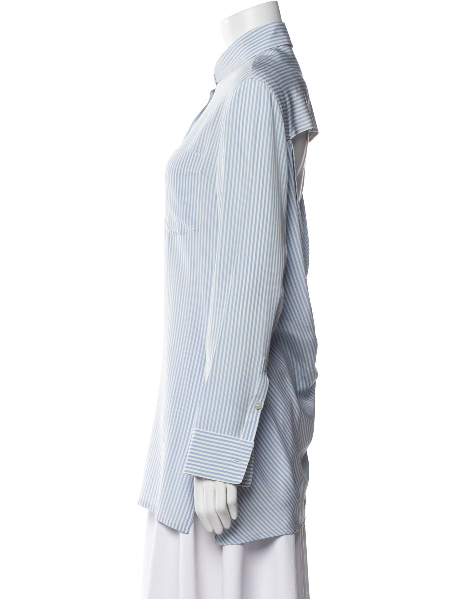 Valentino Silk Striped Button-Up Top