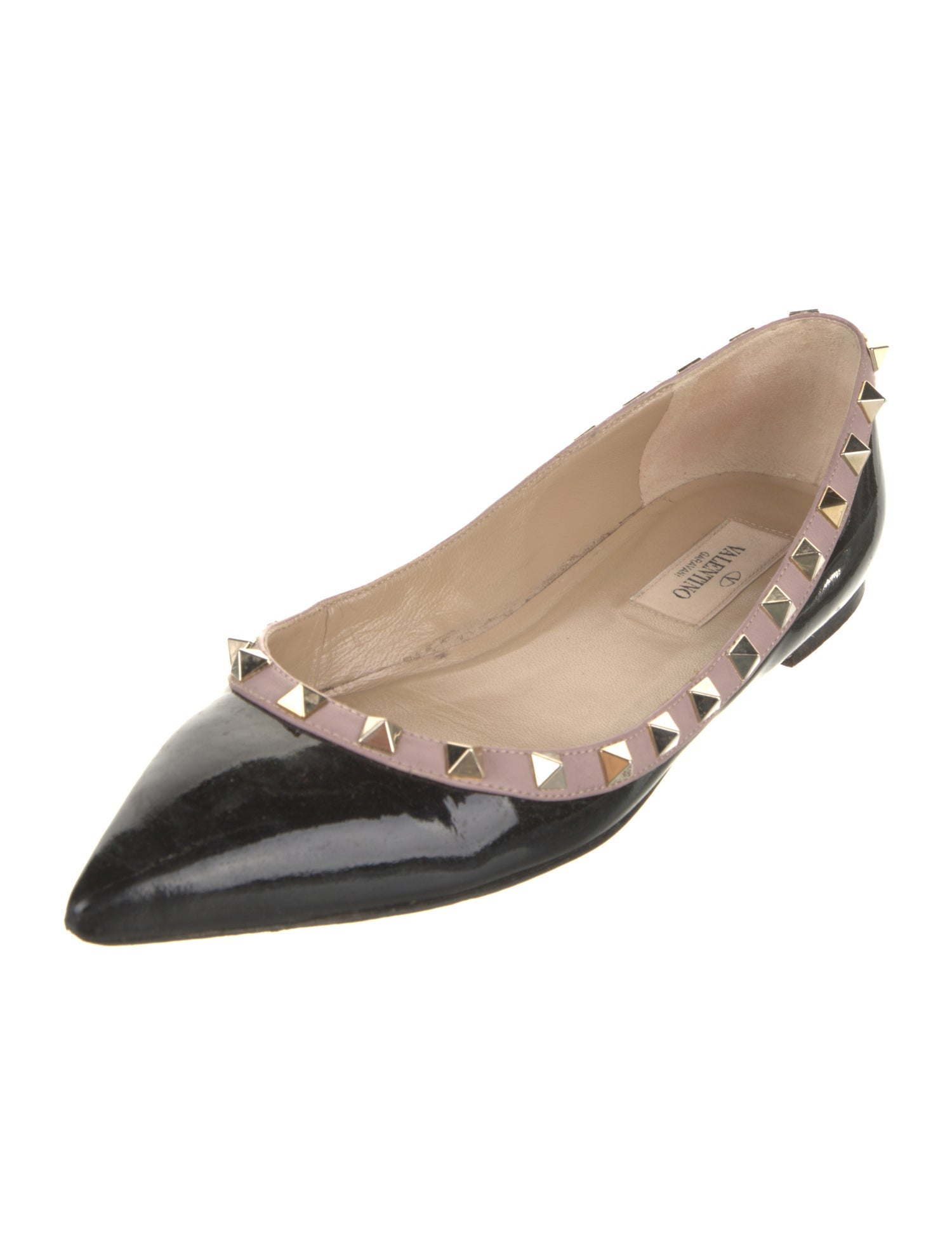 Valentino Patent Leather Studded Accents Ballet Flats