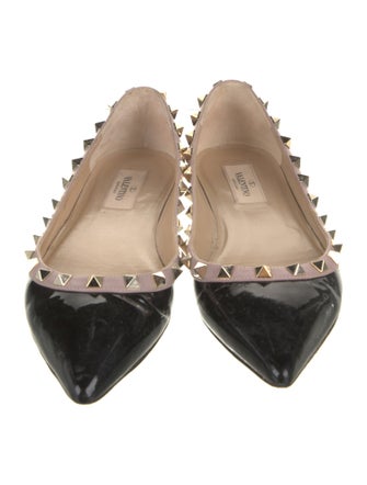 Valentino Patent Leather Studded Accents Ballet Flats