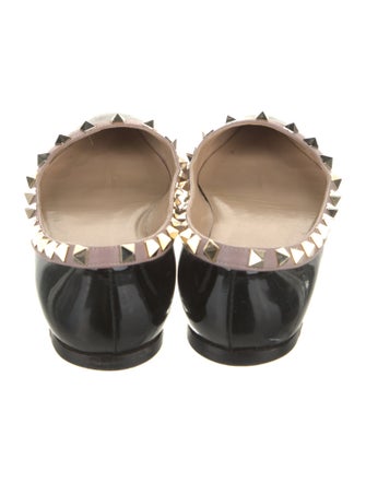 Valentino Patent Leather Studded Accents Ballet Flats