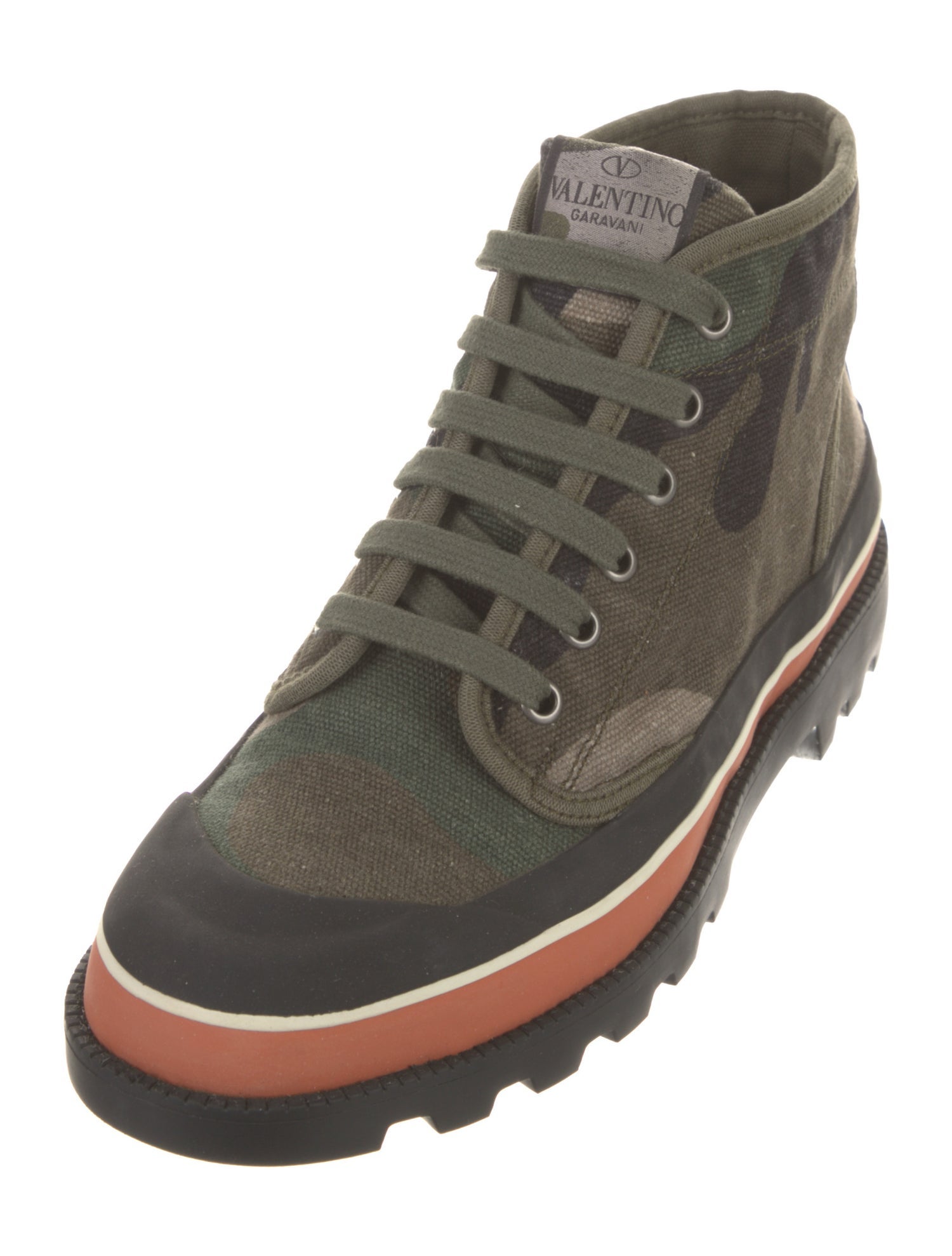 Valentino Canvas Camouflage Print Boots