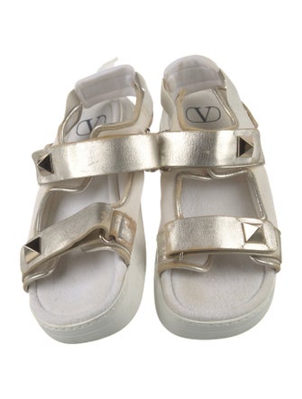 Valentino Leather Studded Accents Slides