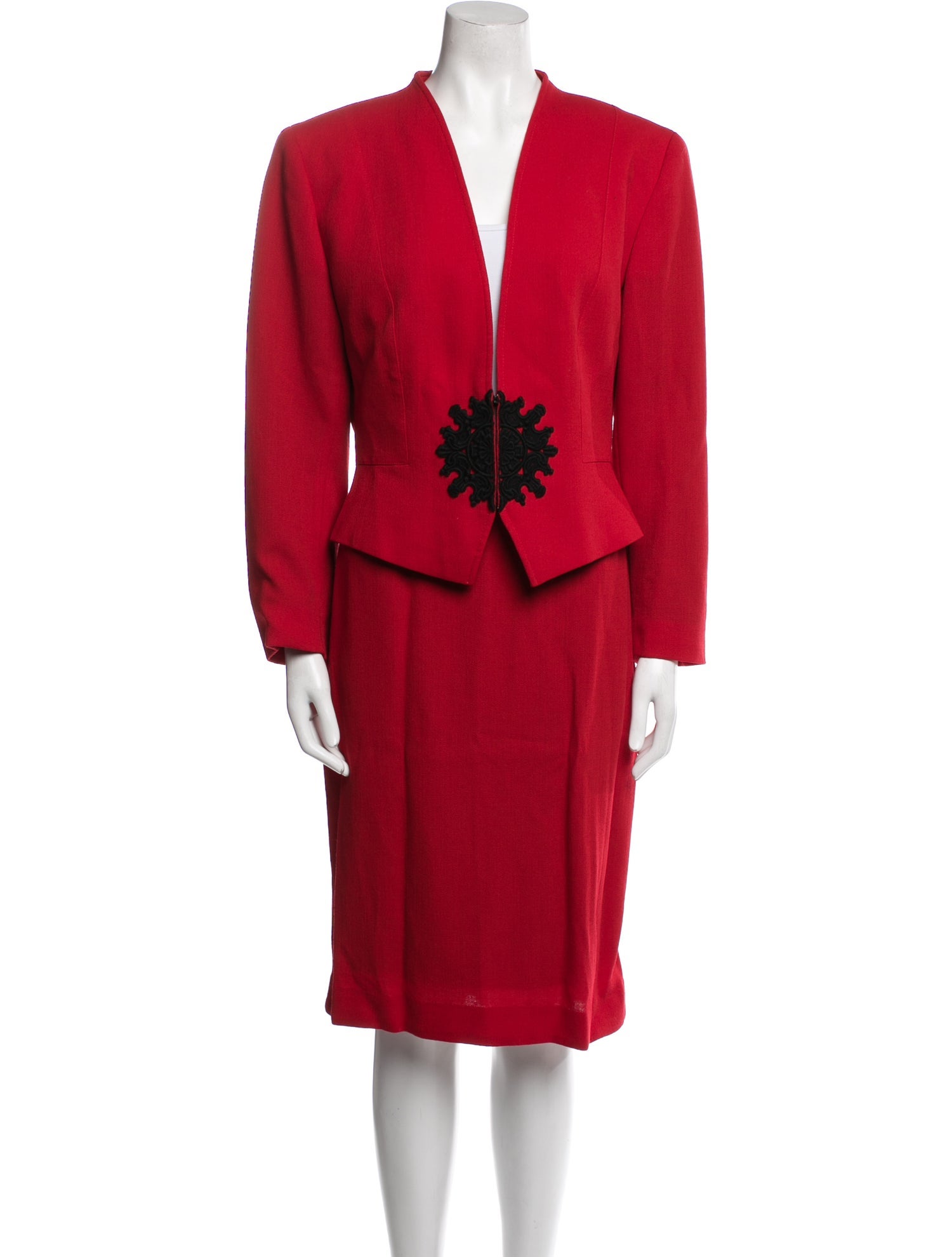 Valentino Wool Printed Skirt Suit