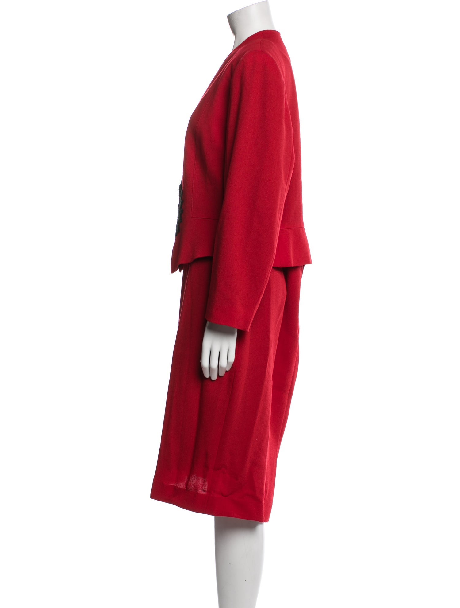 Valentino Wool Printed Skirt Suit