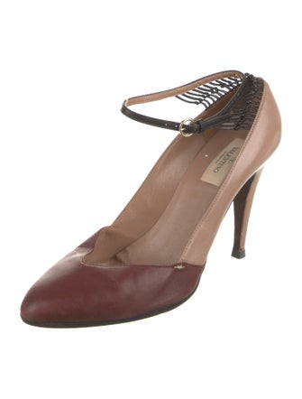 Valentino Leather Colorblock Pattern Pumps