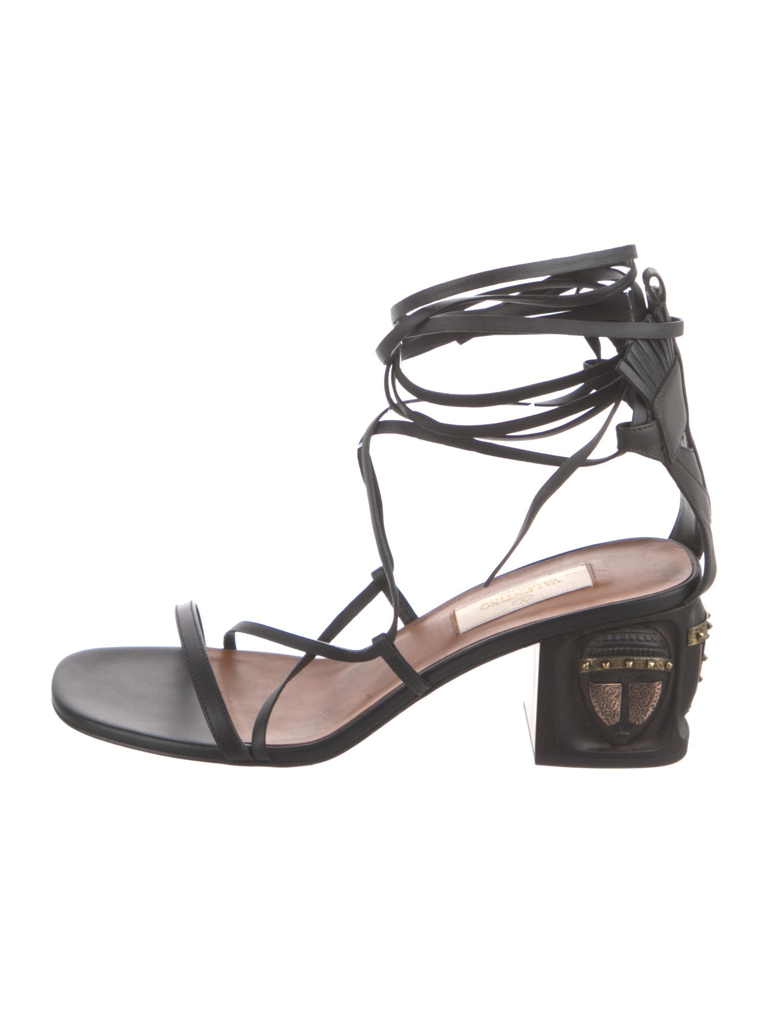 Valentino Rockstud Accents Leather Gladiator Sandals