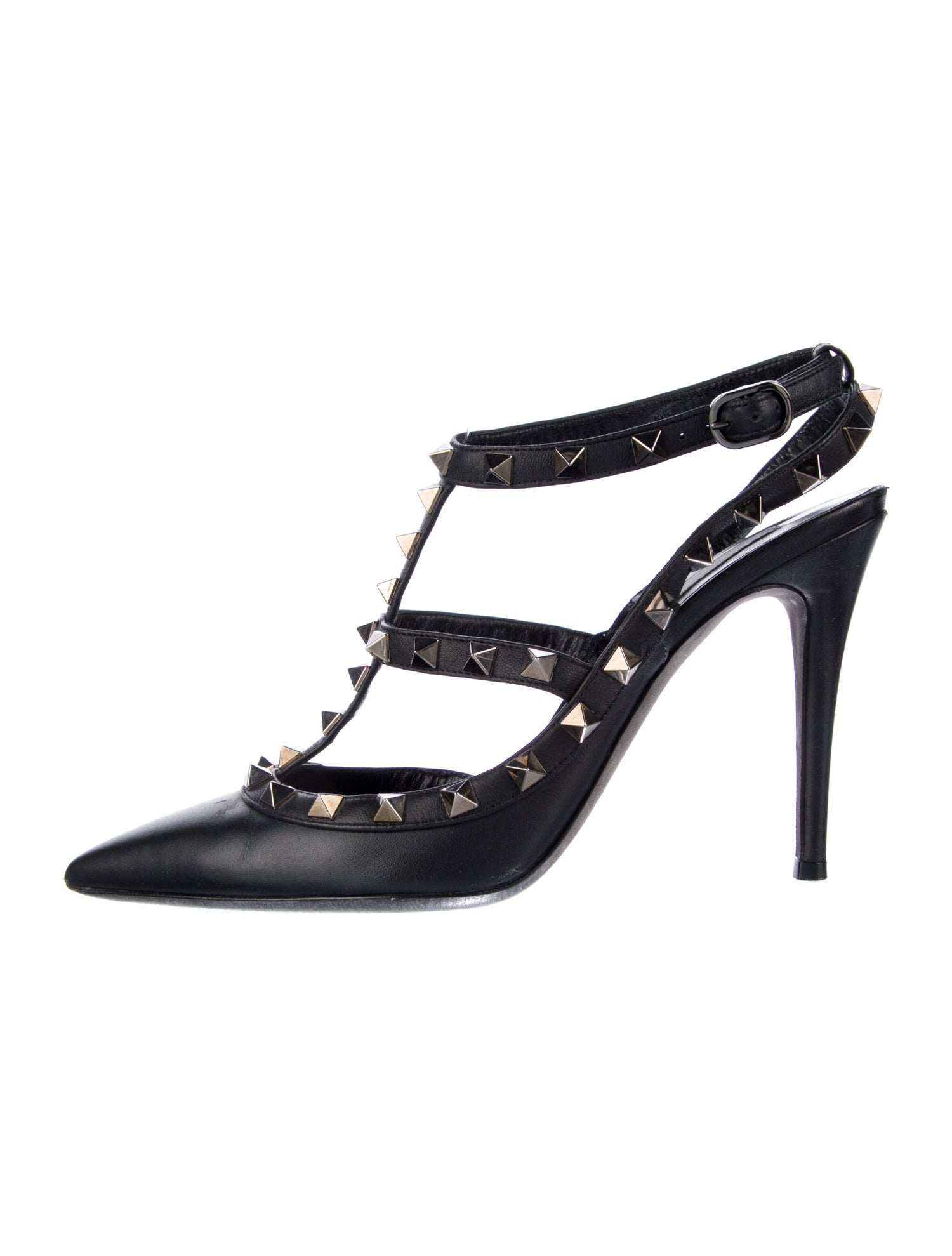 Valentino Rockstud Accents Leather T-Strap Pumps
