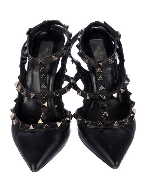 Valentino Rockstud Accents Leather T-Strap Pumps