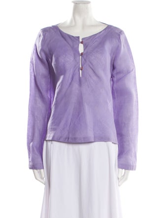 Valentino Linen V-Neck Blouse