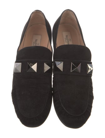 Valentino Rockstud Accents Suede Loafers