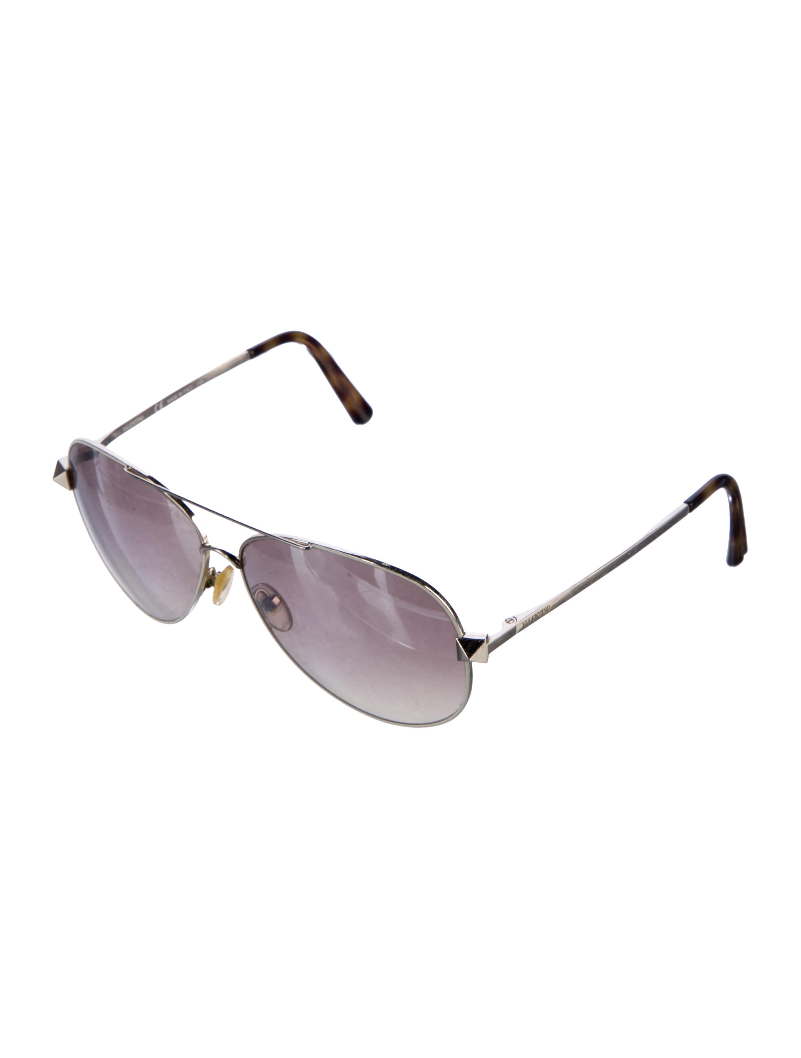 Valentino Rockstud Accents Aviator Sunglasses
