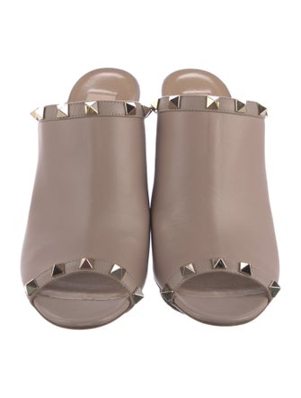 Valentino Rockstud Accents Leather Slides