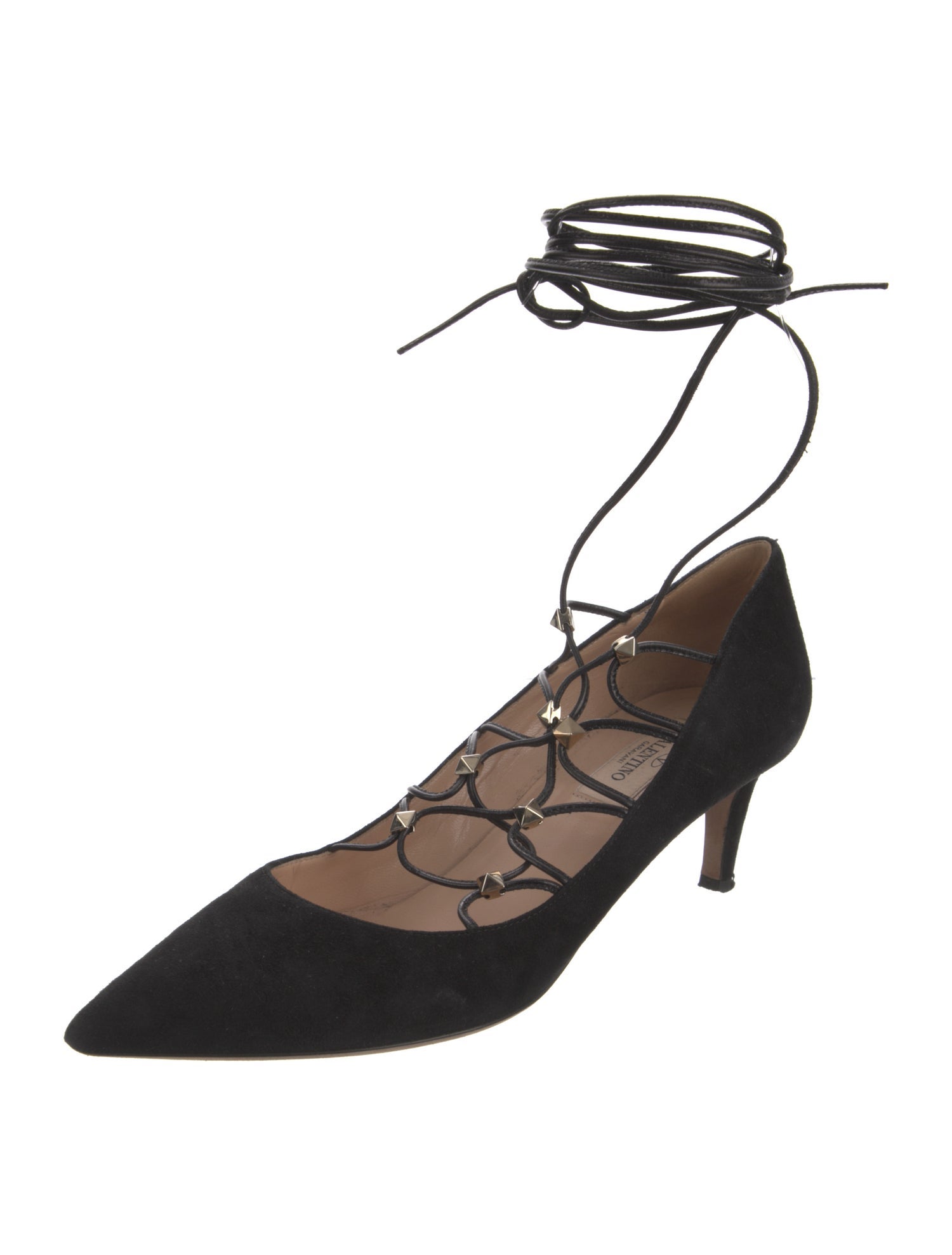 Valentino Rockstud Accents Suede Pumps