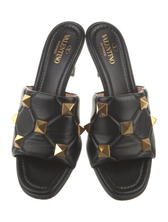 Valentino Rockstud Accents Leather Slides