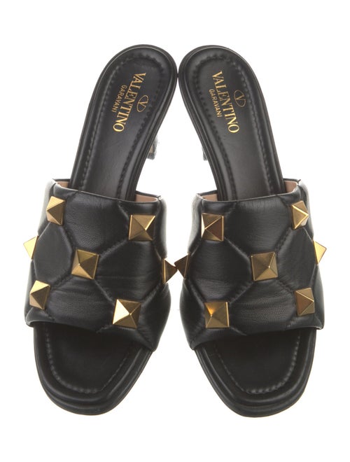Valentino Rockstud Accents Leather Slides