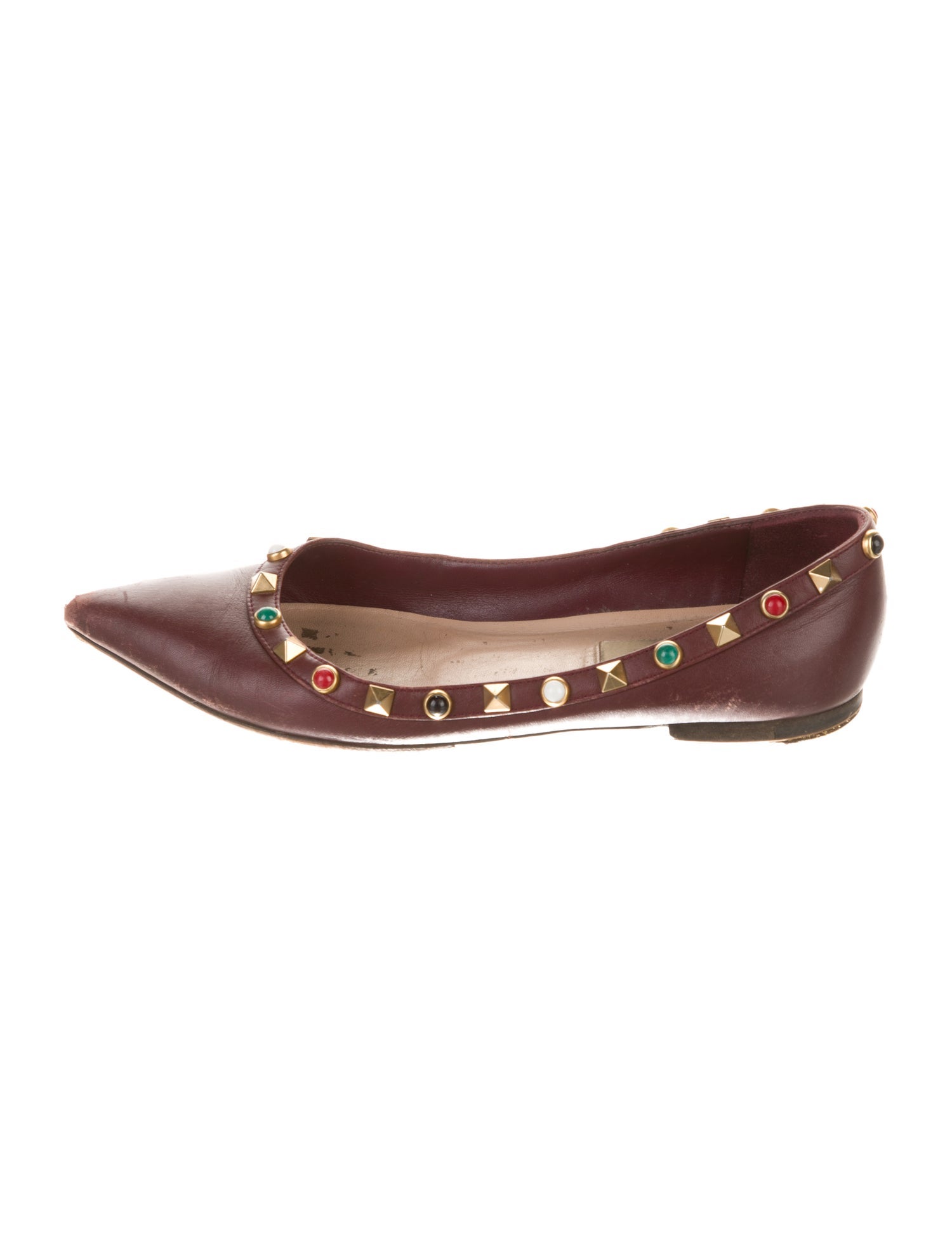 Valentino Rockstud Accents Leather Flats