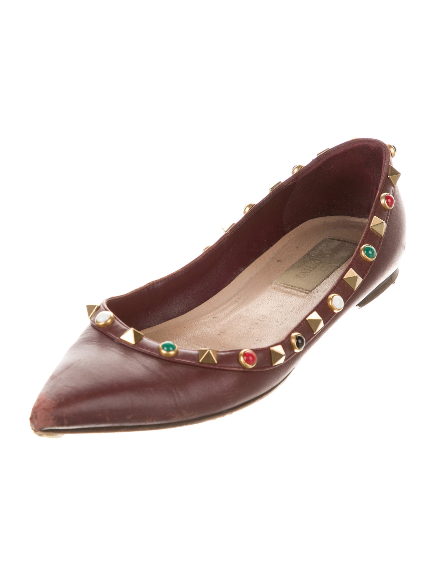 Valentino Rockstud Accents Leather Flats