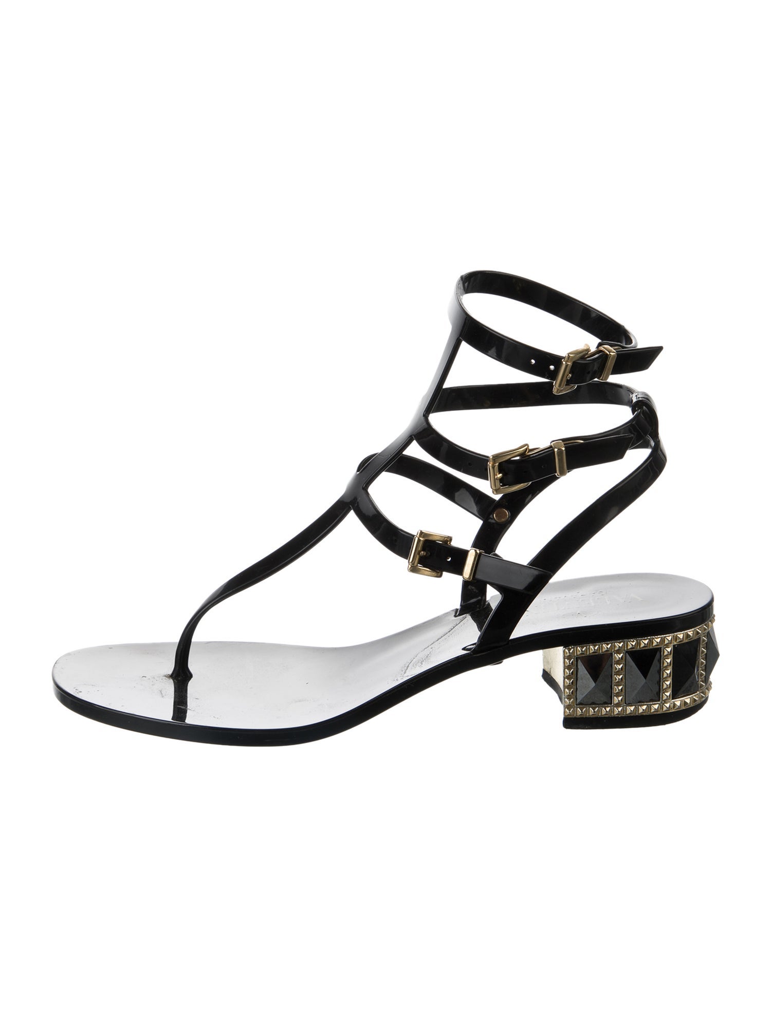 Valentino Rockstud Accents Rubber Gladiator Sandals