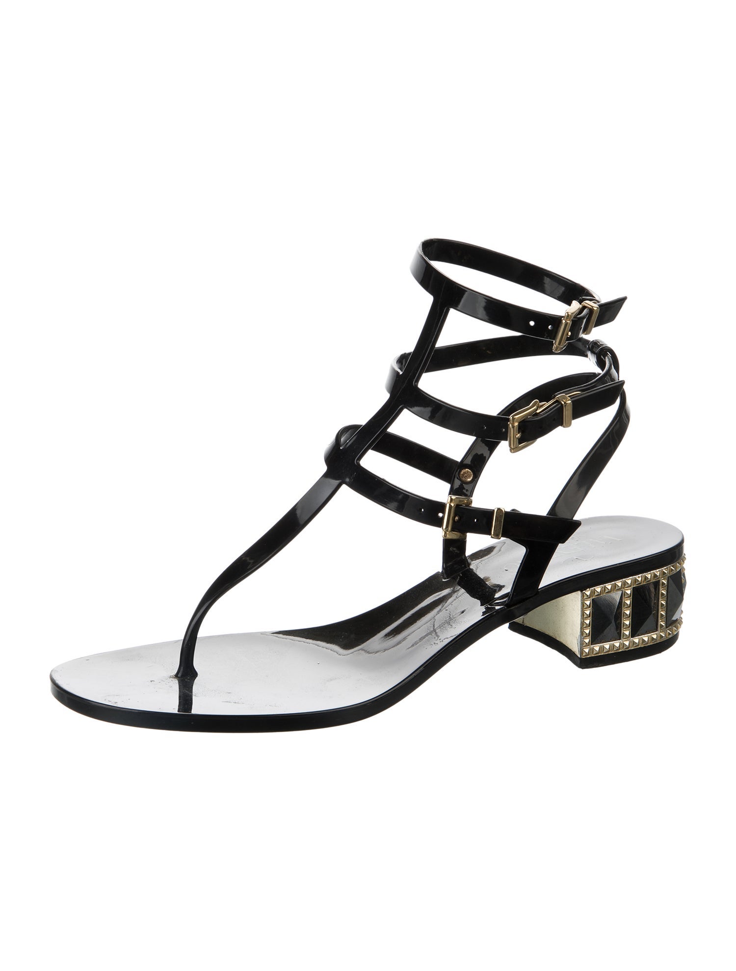 Valentino Rockstud Accents Rubber Gladiator Sandals