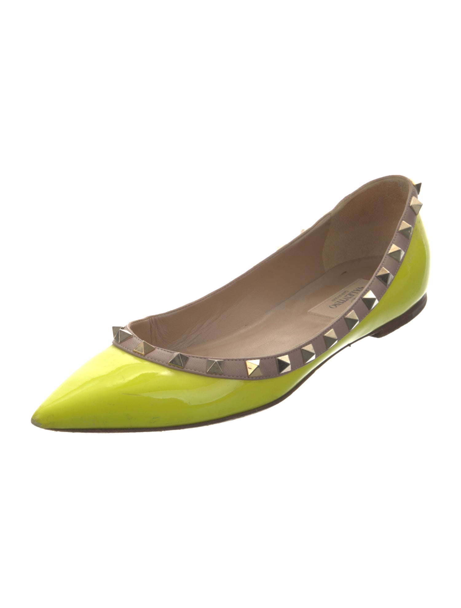 Valentino Rockstud Accents Patent Leather Flats