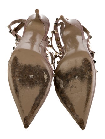 Valentino Rockstud Accents Patent Leather T-Strap Pumps