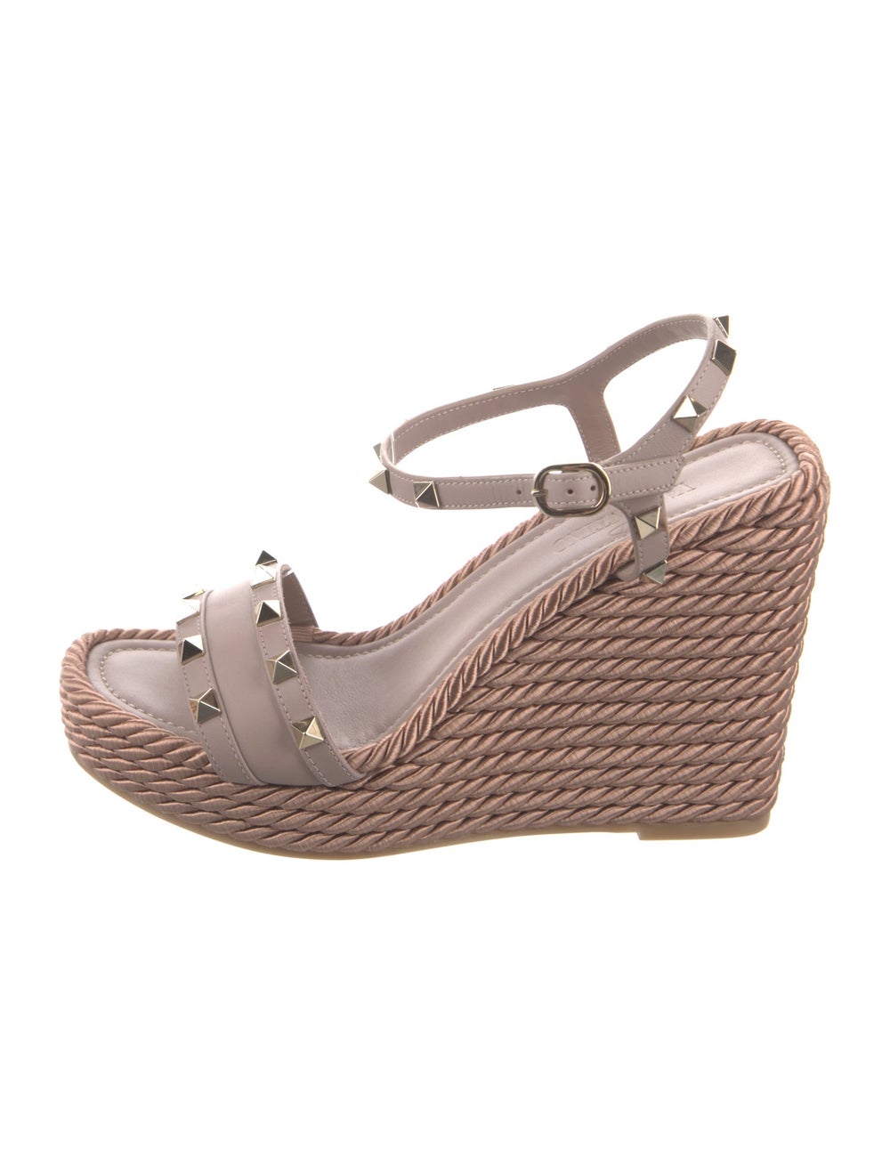 Valentino Leather Espadrilles Neutrals Rockstud Accents Studded