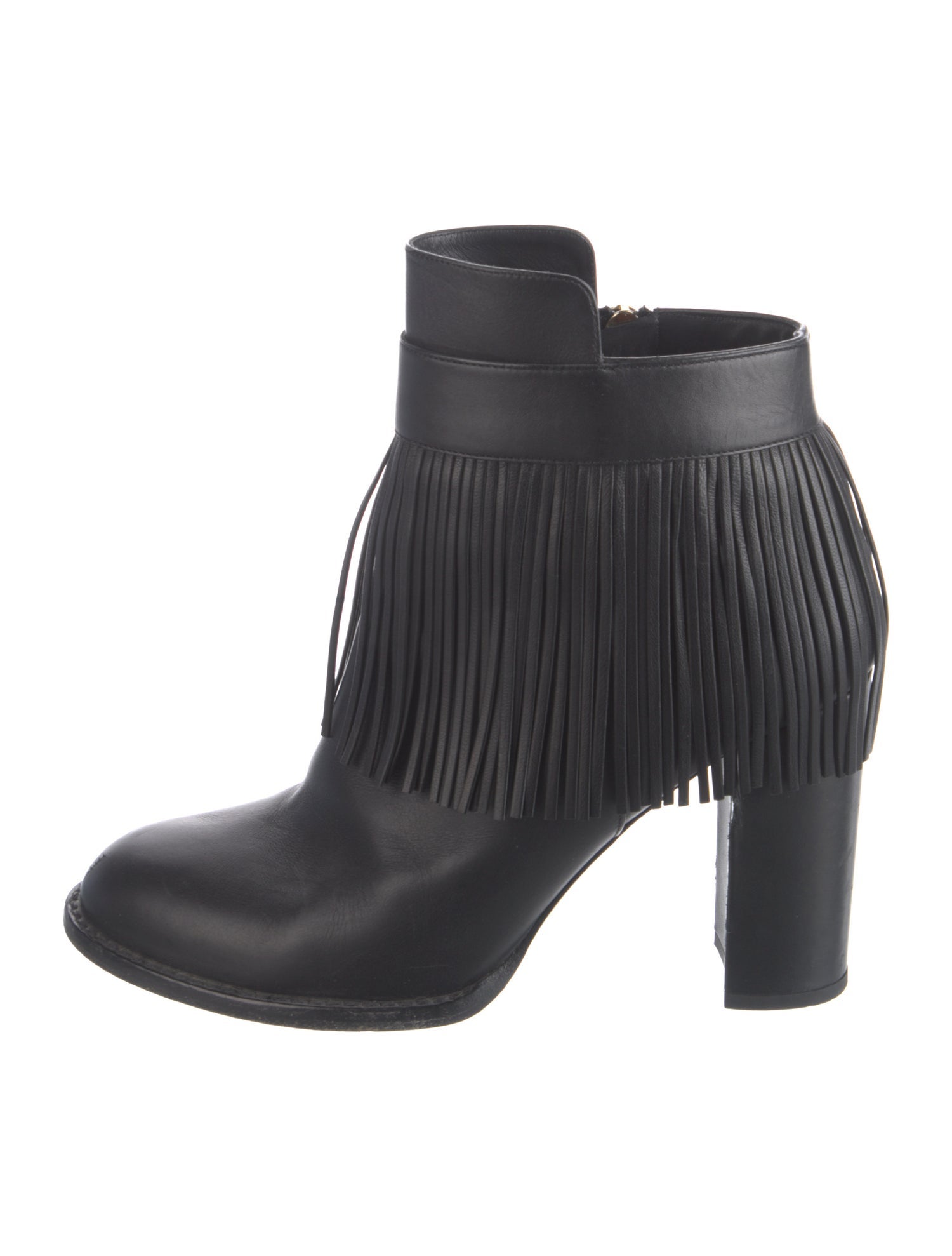 Valentino Leather Fringe Trim Accent Boots