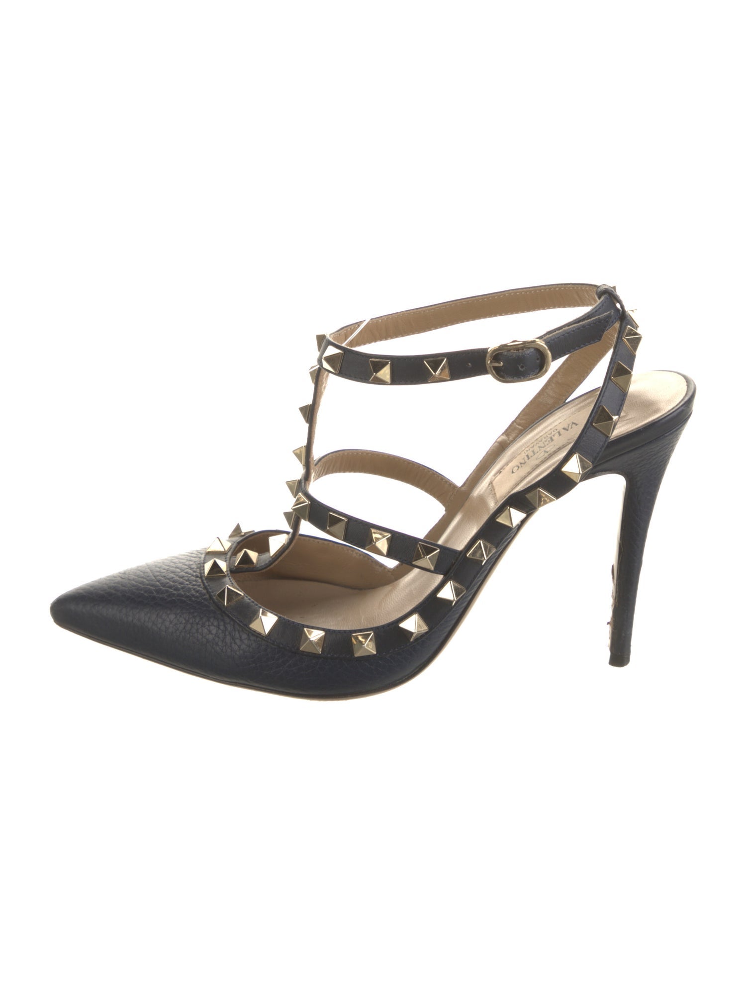 Valentino Rockstud Accents Leather T-Strap Pumps