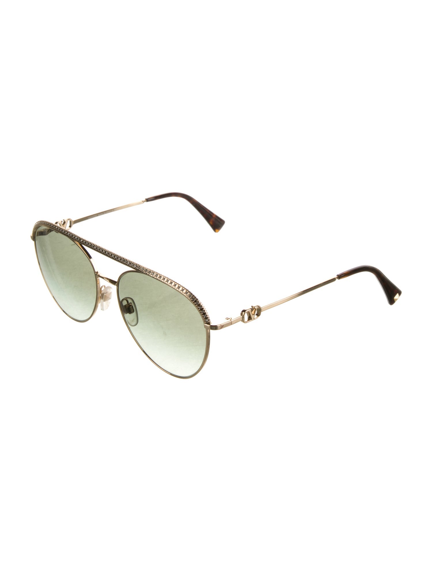 Valentino Rockstud Accents Aviator Sunglasses