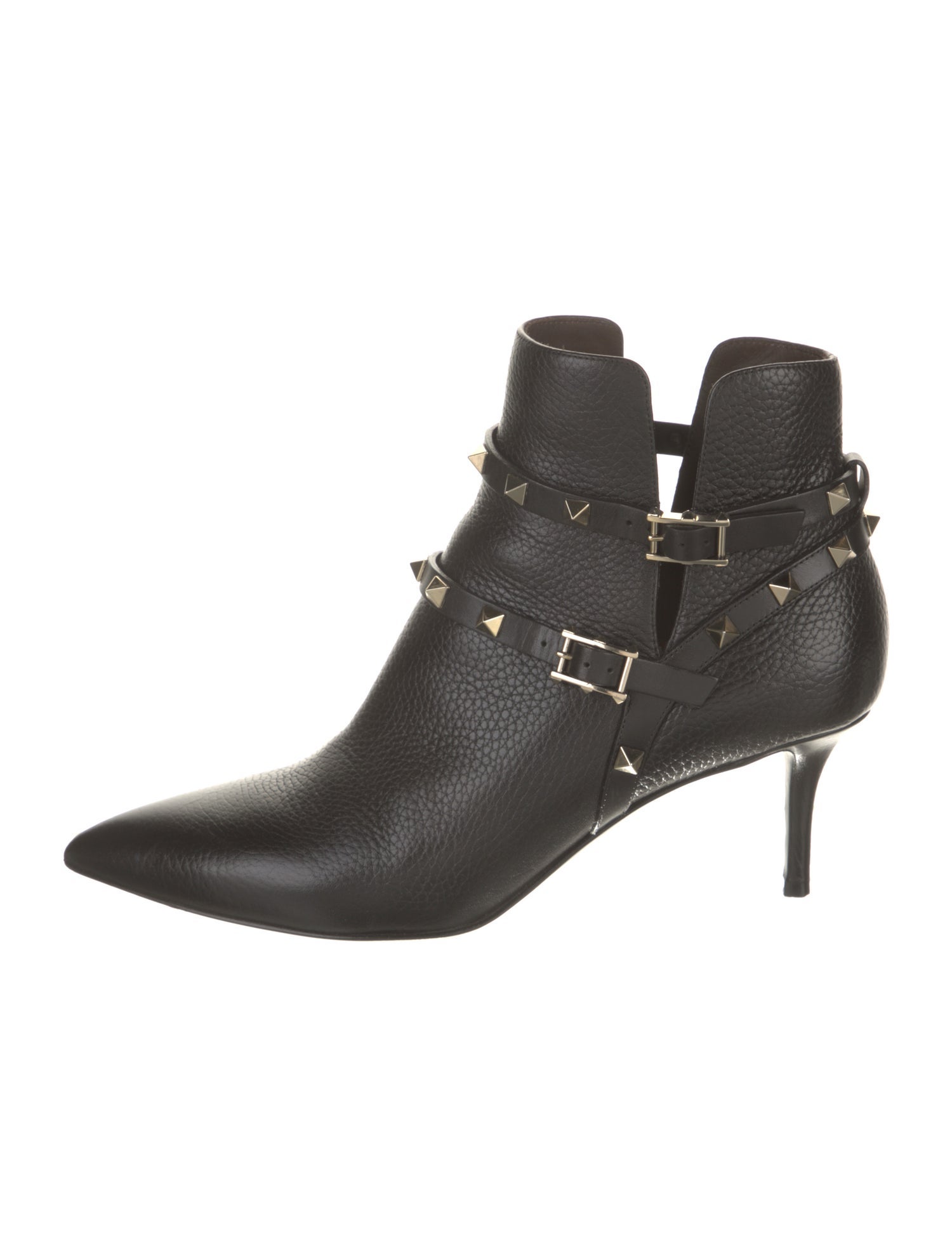 Valentino Rockstud Accents Leather Moto Boots