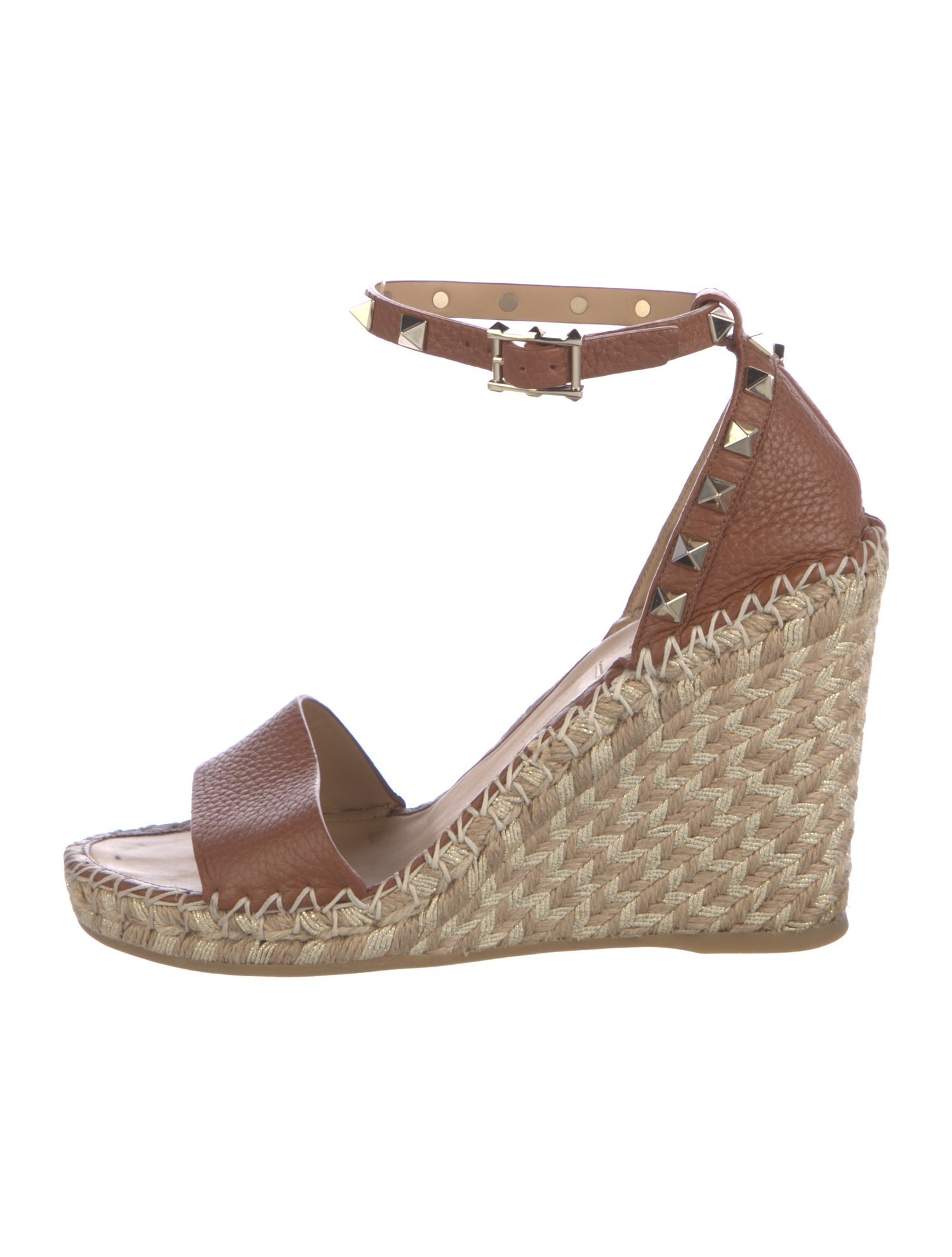 Valentino Rockstud Accents Leather Espadrilles