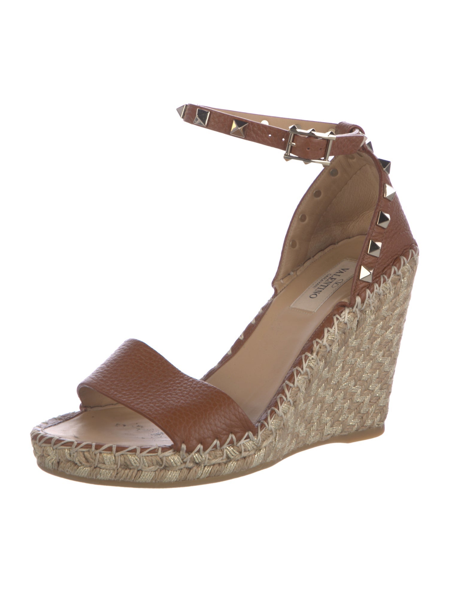 Valentino Rockstud Accents Leather Espadrilles