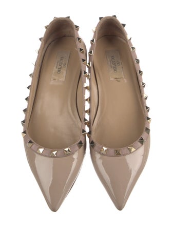 Valentino Rockstud Accents Patent Leather Flats