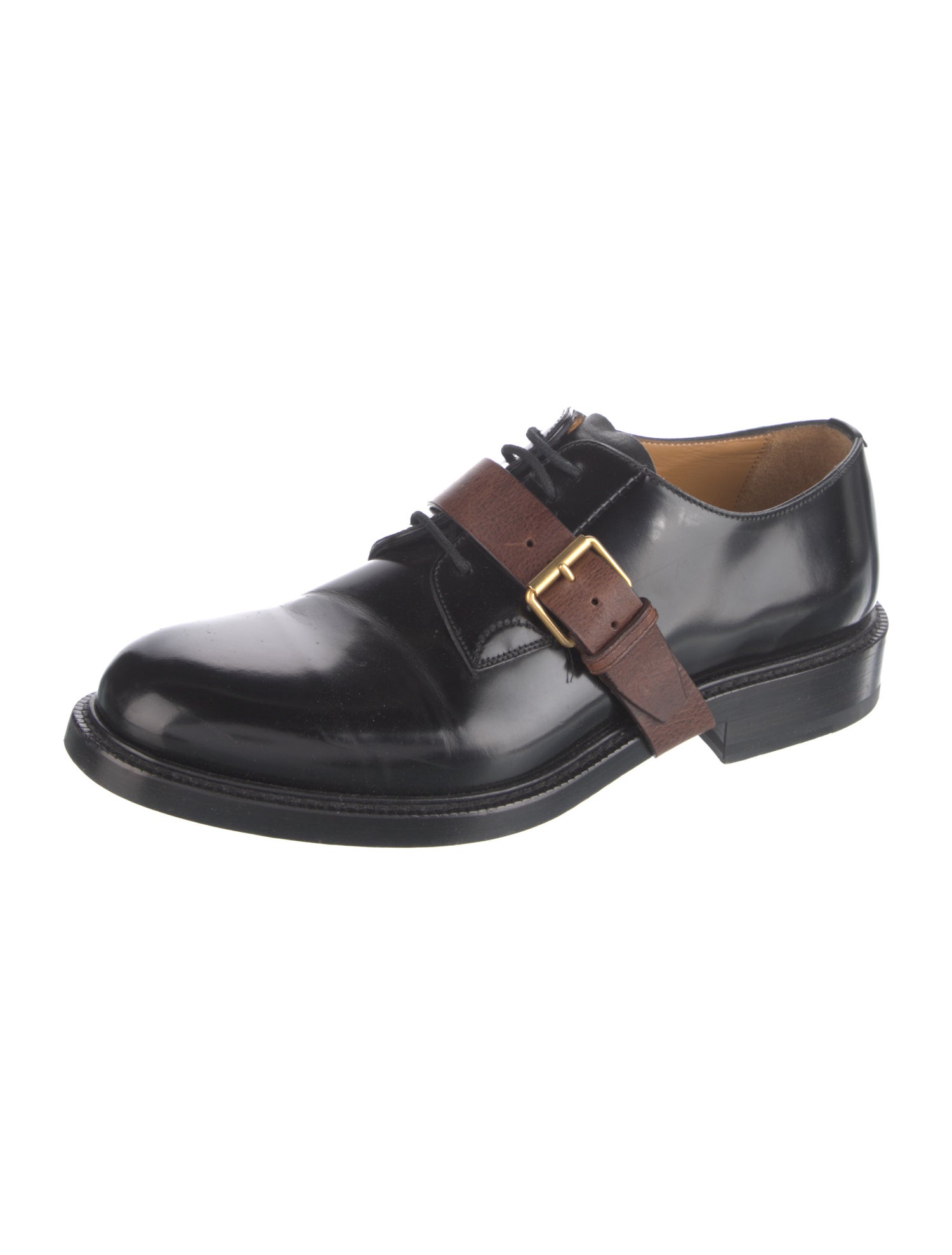 Valentino Leather Colorblock Pattern Derby Shoes