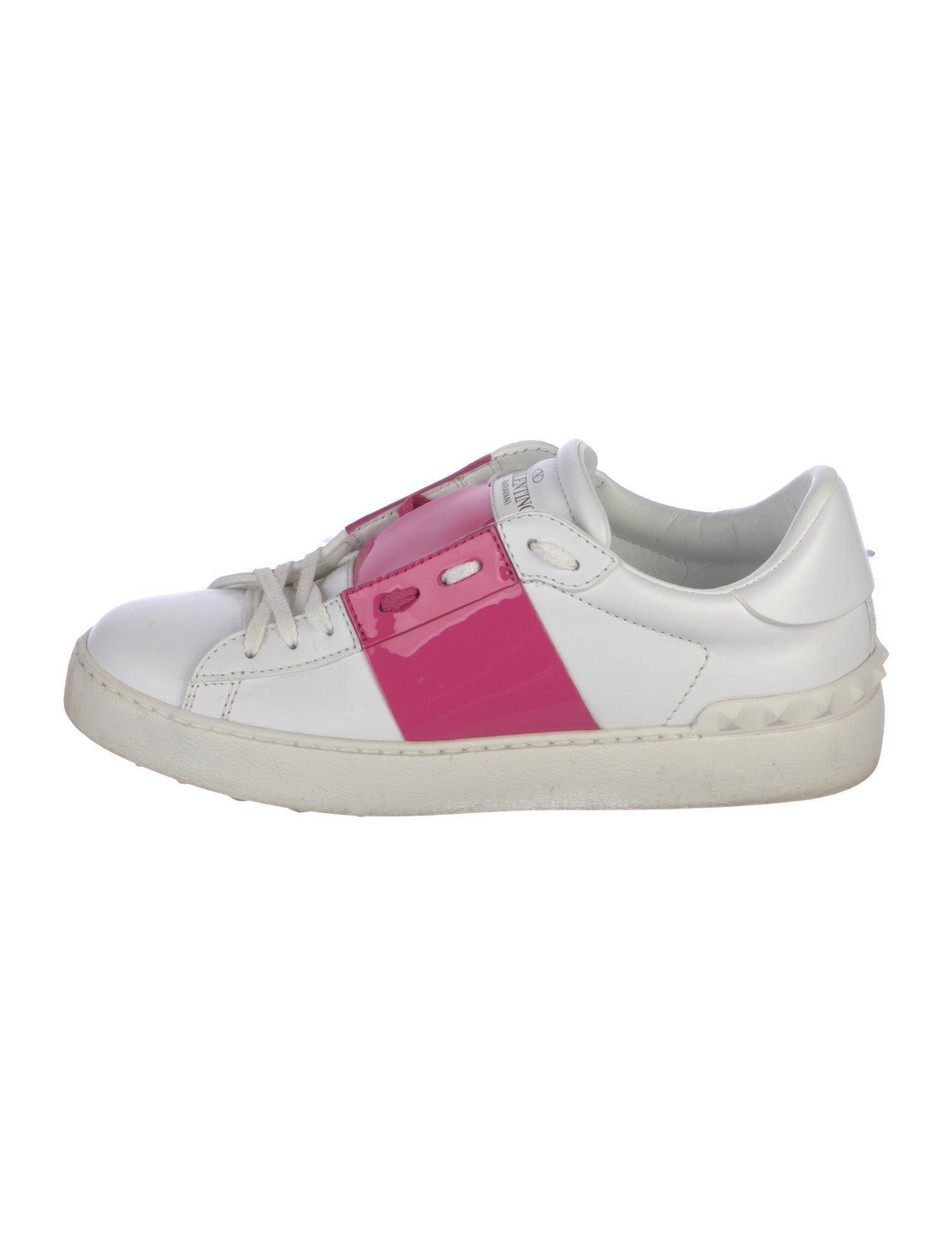 Valentino Rockstud Accents Leather Sneakers